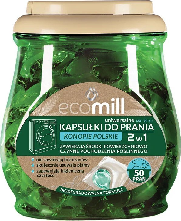 Mill Kapsułki do prania ECOKonopie* Polskie Uniwersalne 2w1 50 szt