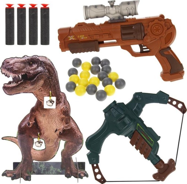 NoboKids Broń Pistolet na Kulki Kusza Tarcza Dinozaur T-Rex