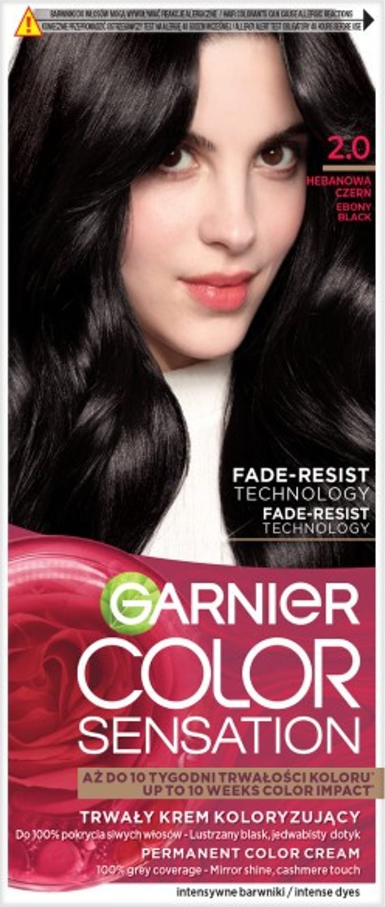 Garnier GARNIER Color Sensation Krem koloryzujący nr 2.0 - Hebanowa Czerń 1op.
