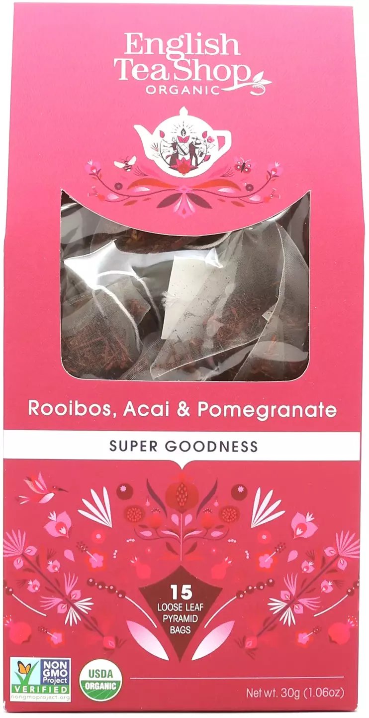 English Tea Shop Herbata ziołowa Rooibos, Acai & Pomegranate 15 piramidek