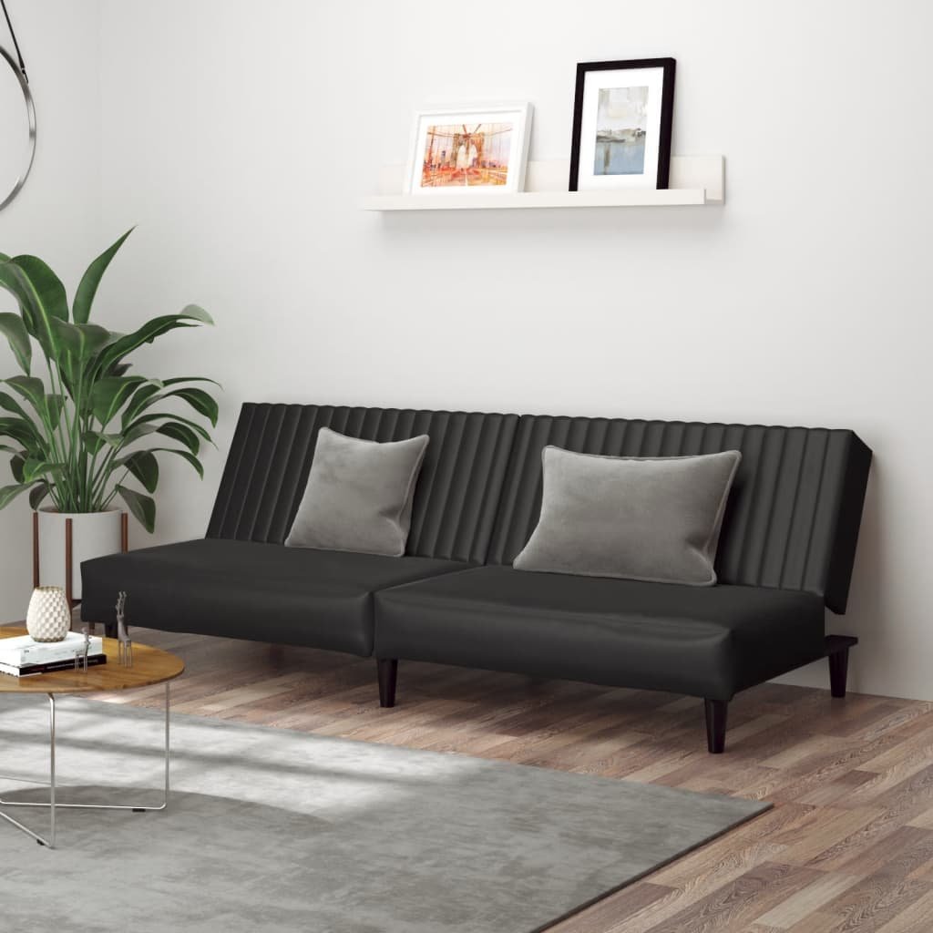 Фото - Диван VidaXL 2-osobowa sofa, czarna, sztuczna skóra 