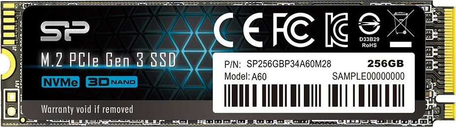 Dysk SSD Silicon Power P34A60 256GB M.2 2280 PCI-E x4 Gen3 NVMe (SP256GBP34A60M28)