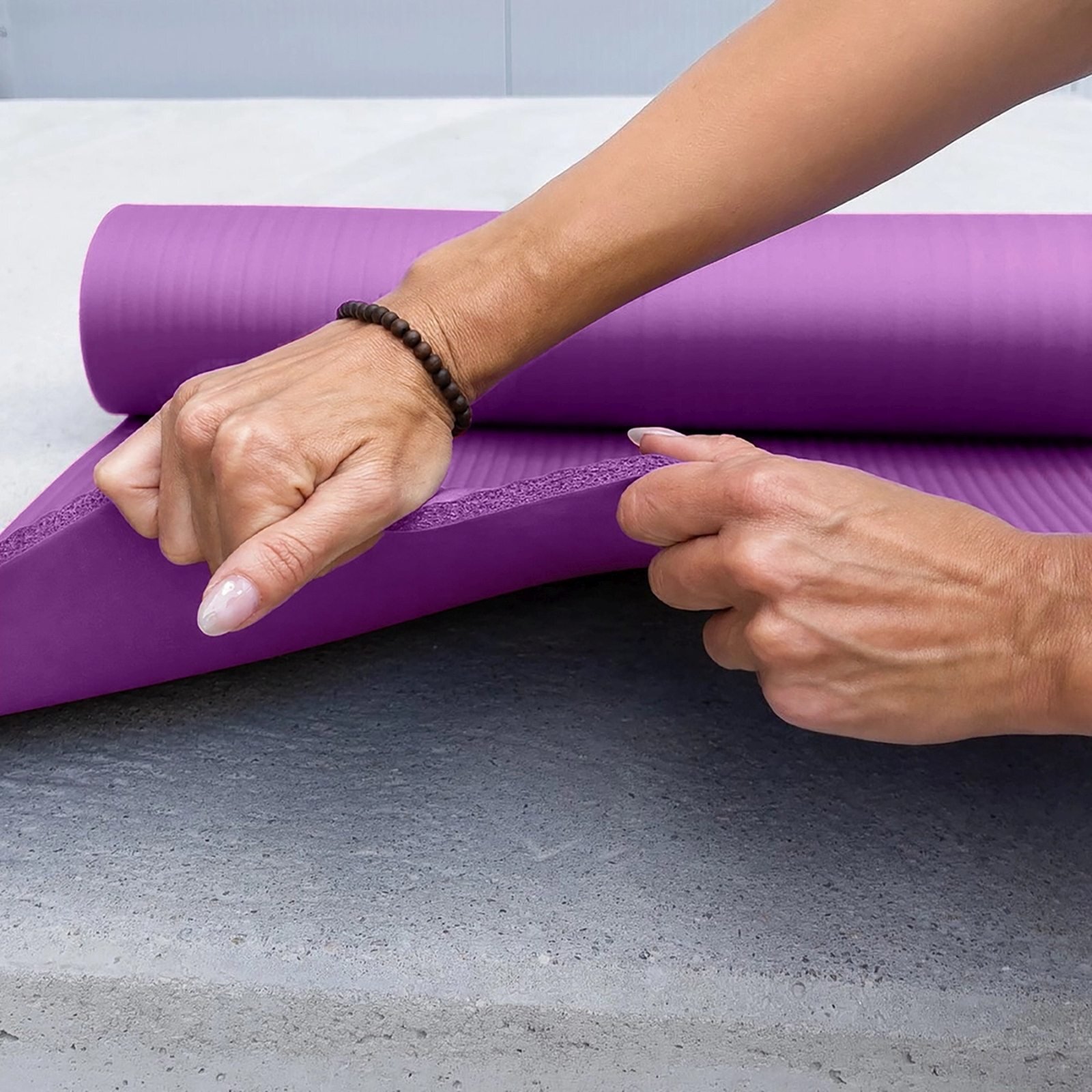 Wozinsky Mata do ćwiczeń WNSP-15F 183 x 61 x 1,5 cm gruba mata gimnastyczna do jogi i fitness fiolet...