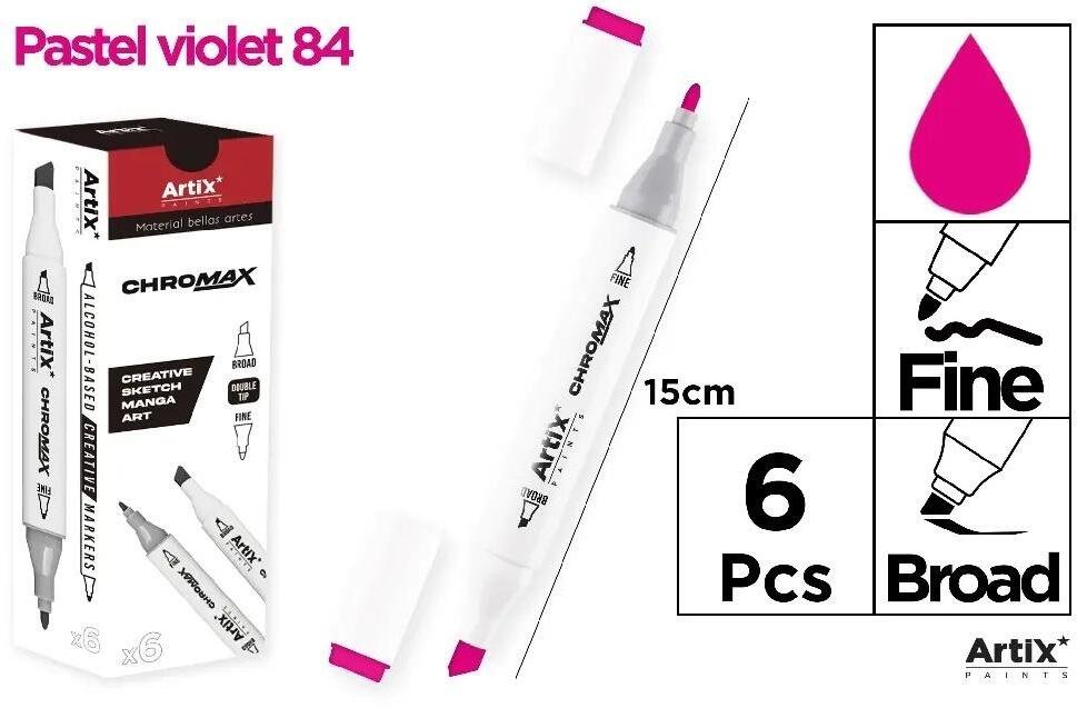 Marker Chromax z 2 końcówk. pastel violet 84 (6szt