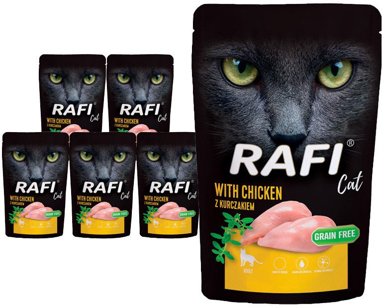 Rafi Mokra karma dla kota Cat Adult z kurczakiem zestaw 10 x 100 g