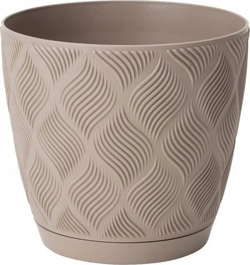 Formplastic Doniczka beżowa 13,7x14,8cm ECO* plastikowa z podstawką Flow Petit