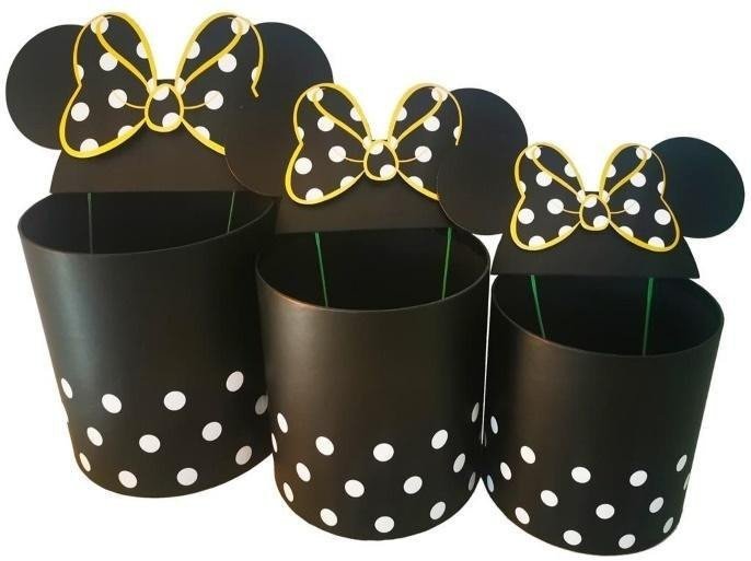 Rozette Pudełko Flower Box 3szt okrągłe Micky czarne