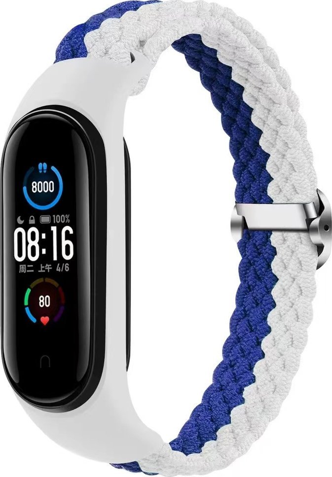 OEM Opaska pleciona Smart Band M3/M4/M5/M6 WHITE-BLUE / BIAŁO-NIEBIESKI