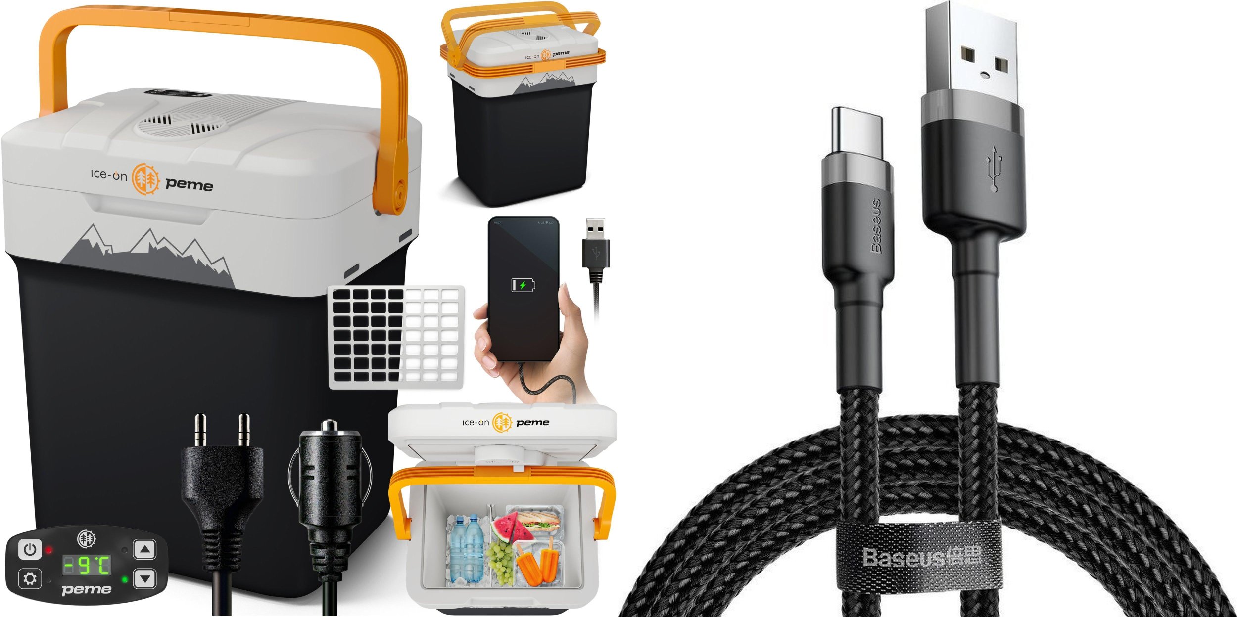 Lodówka turystyczna Peme Essential 32 Adventure Orange + kabel usb