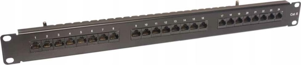 TKH Panel kat.6 19 cali 1U 24xRJ45 UTP czarny z półką CCAS-PA6-24UTP-O
