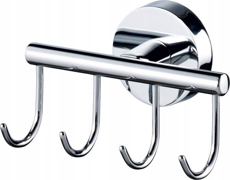 Bisk Wieszak ścienny 4 hakowy 11x6 cm chrom