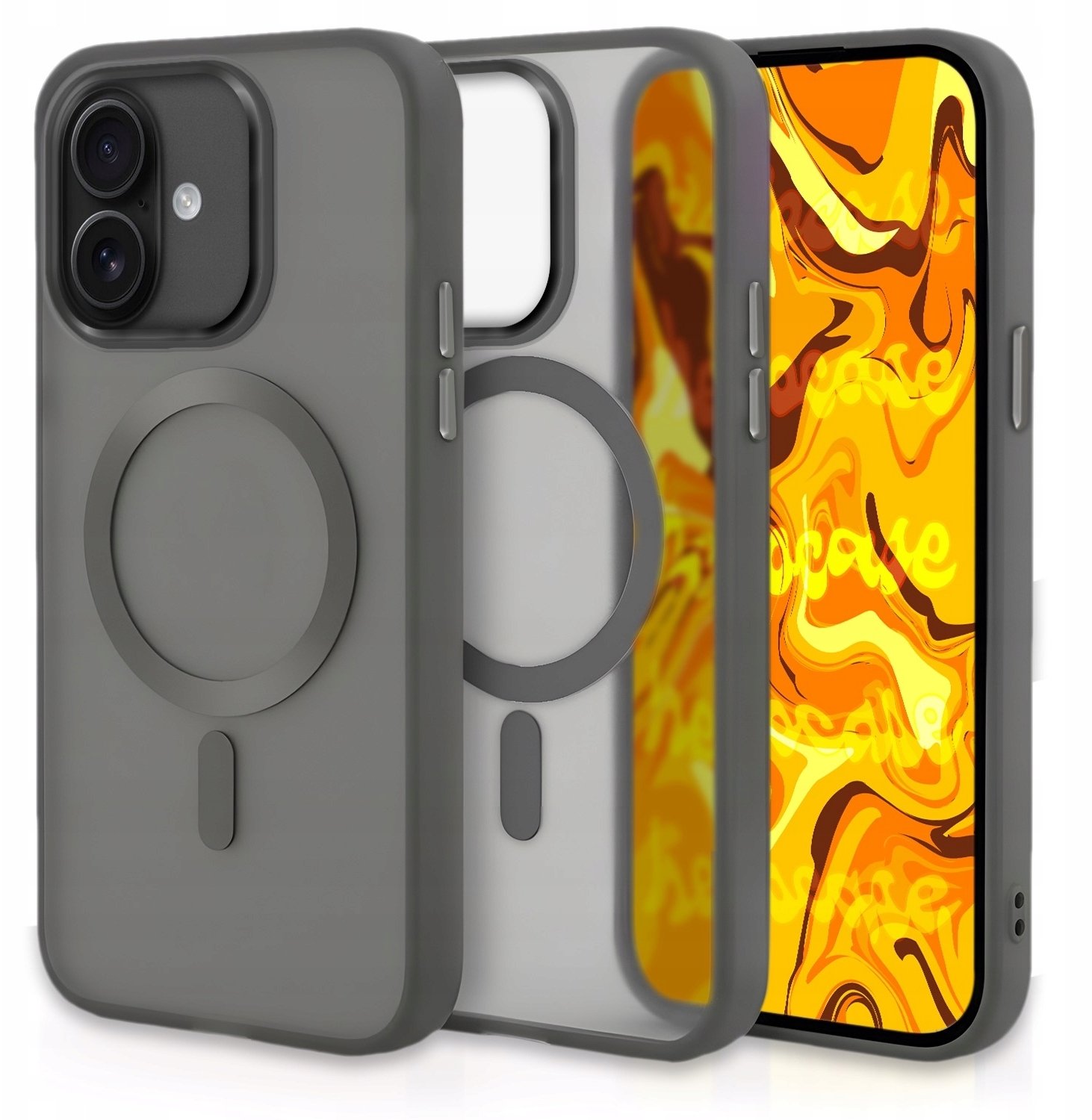 Etui Do Magsafe do Apple iPhone 16 (Szare, Pancerne, Matowe, Magnetyczne)