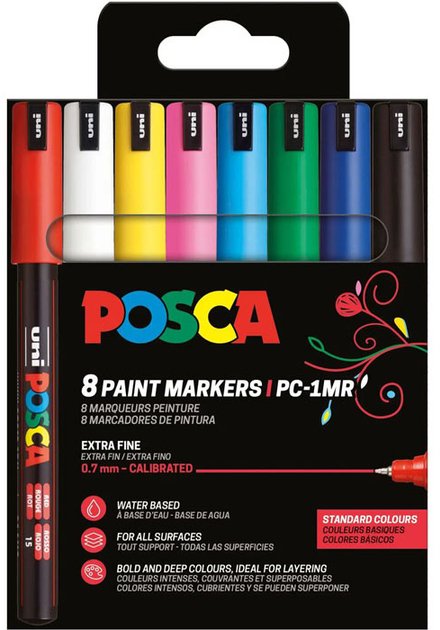 Posca POSCA PC-1MR 8 sztuk Podstawowe kolory