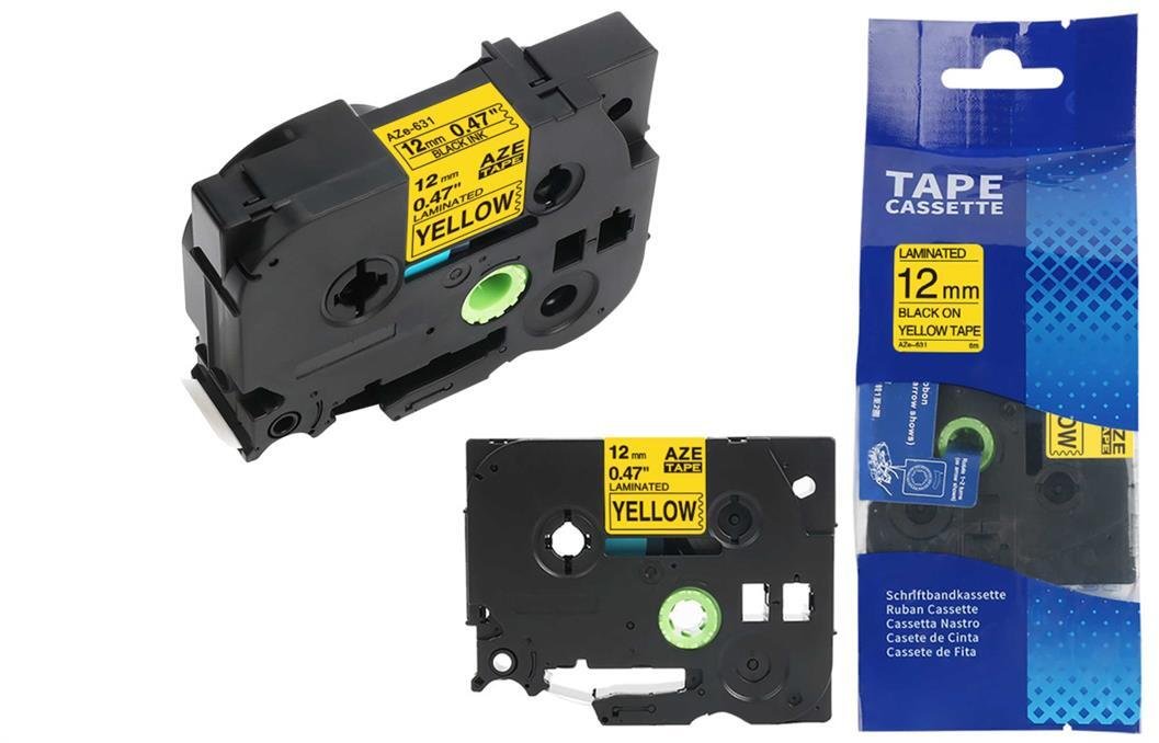 Taśma do drukarki BROTHER TZ-631 / 12mm 8m / Żółta taśma TZe-631