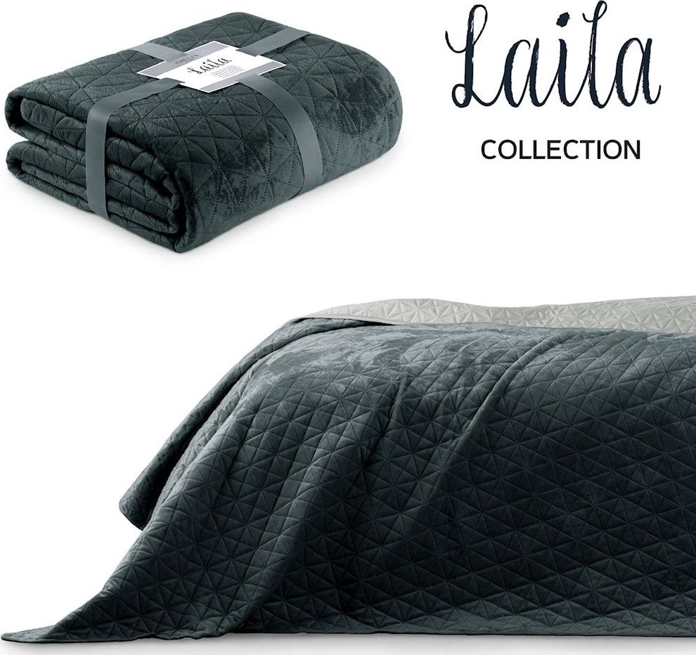 AmeliaHome BEDS/AH/LAILA/GRAPHITE+SILVER/260x280