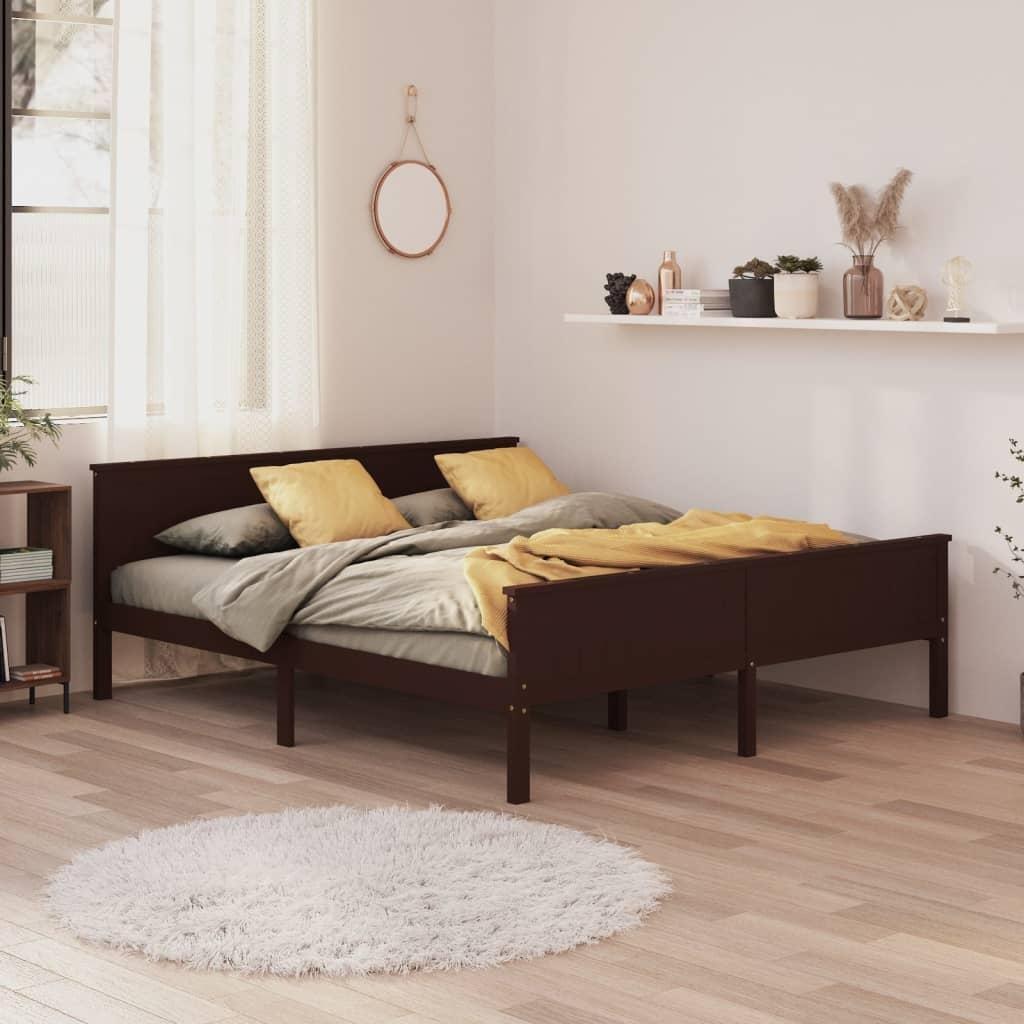 Фото - Ліжко VidaXL Rama łóżka, ciemnobrązowa, lite drewno sosnowe, 180 x 200 cm 