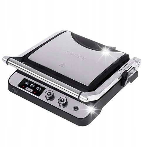 Grill elektryczny Adler Grill elektryczny duży mocny XL 3000W LED 180 stopni 2 płyty