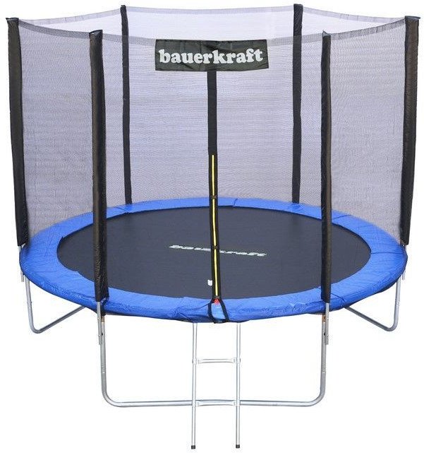 TRAMPOLINA BAUERKRAFT Z SIATKĄ ORAZ DRABINKĄ 244-252CM