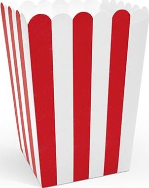 Party Deco pudełka na popcorn, Piraci, czerwono-białe, 7x7x12,5 cm, 6 sztuk uniwersalne (38447)