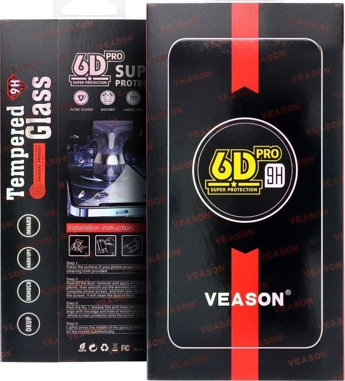 9H Glass Szkło Hartowane 6D Pro Veason Glass - do Iphone 15 Pro Max czarny