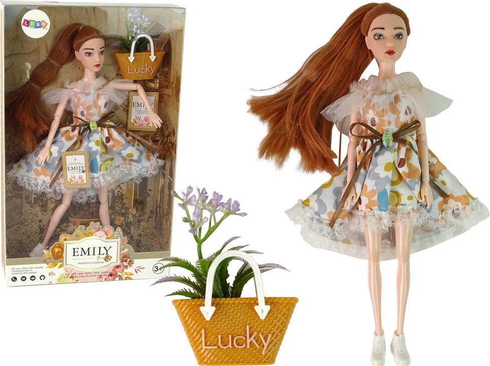 LeanToys Lalka Dla Dzieci Emily Jesienna Rude Włosy Kwiaty