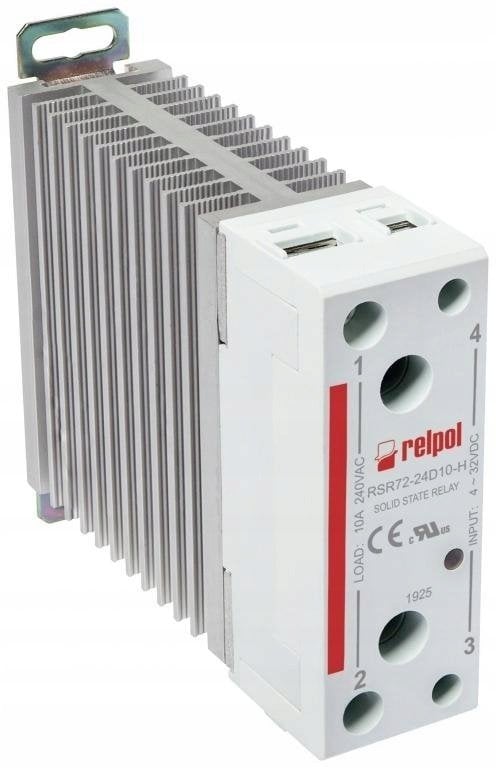 Relpol Przekaźnik półprzewodnikowy jednofazowy 240V AC 4-32V DC AC1 10/240V AC RSR72-24D10-H 2615979...