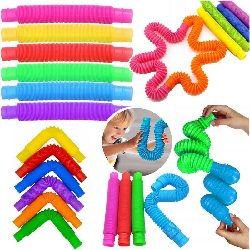 NoboKids Rurki Pop Tube Sensoryczne Rury Gniotki Antystresowe Grube XXL Zabawka 6szt