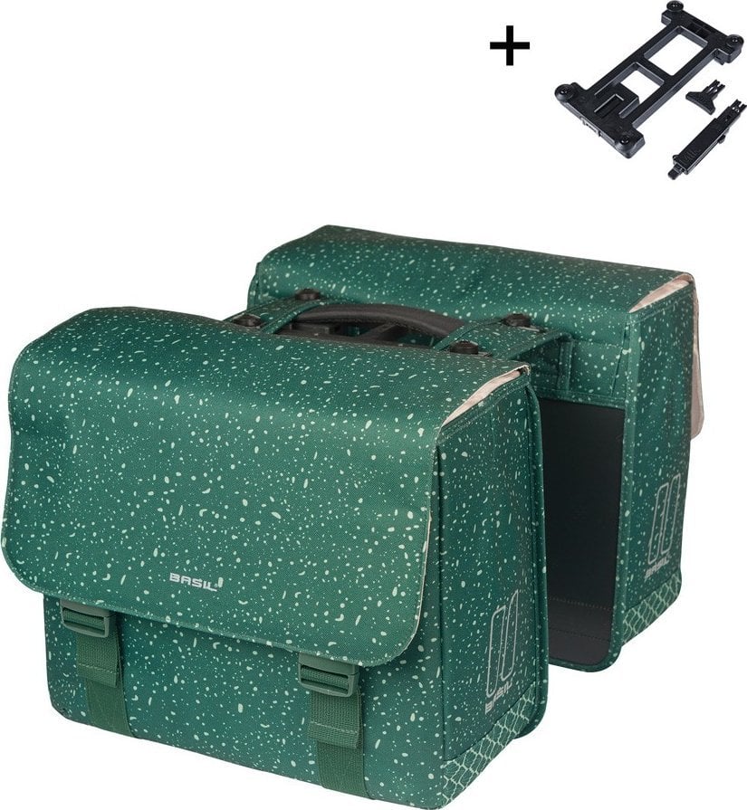 Basil Sakwy FLAIR DOUBLE BICYCLE BAG, MIK z adapterem do mocowania, 35L, Green