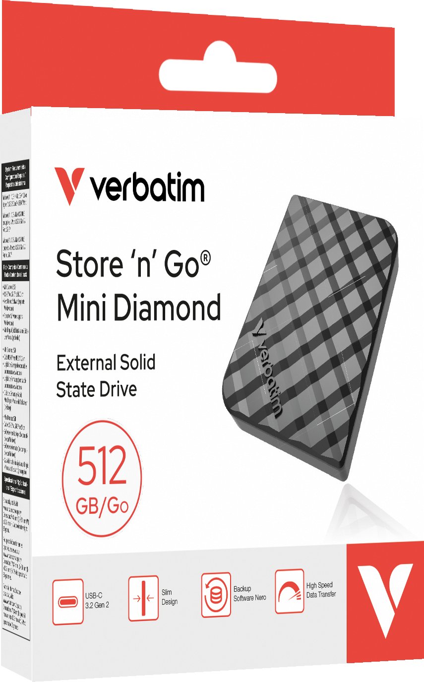 Dysk zewnętrzny SSD Verbatim Store 'n' Go Mini Diamond 512GB Czarny (32024)