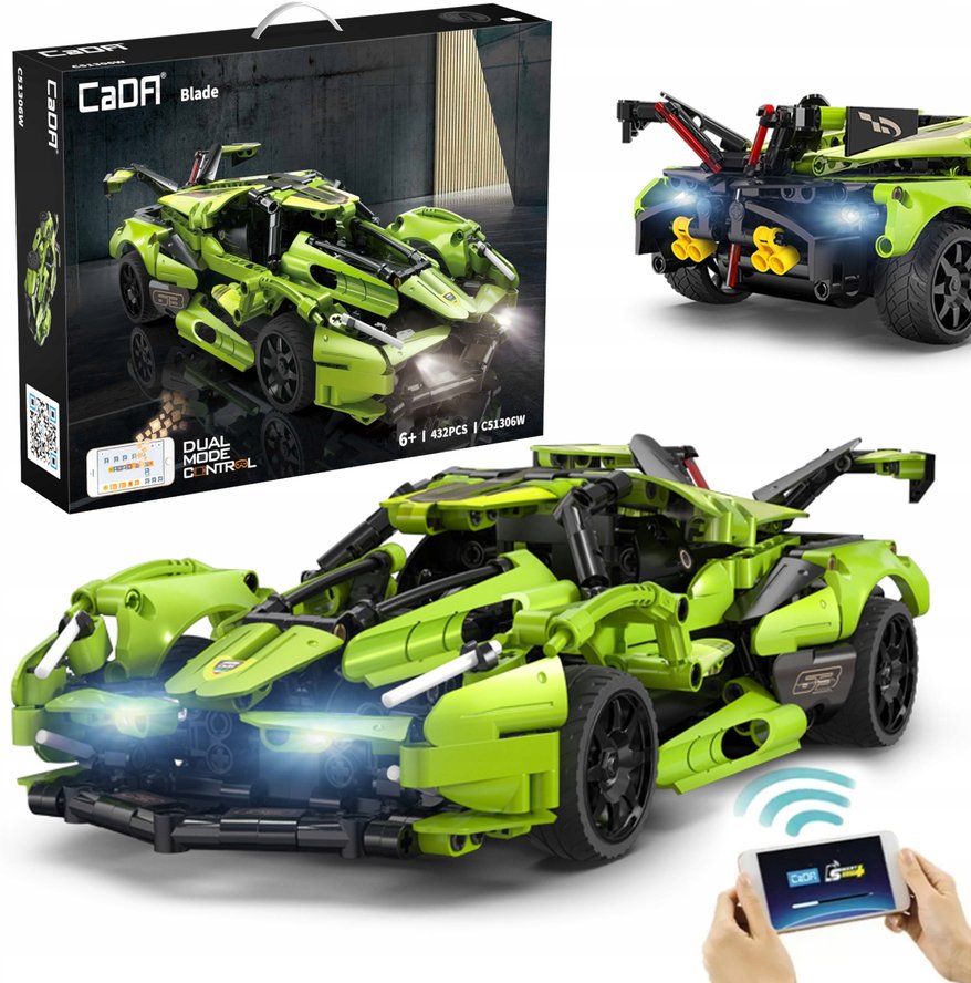 Cada Klocki Auto Zdalnie Sterowane BALDE 432 elementy RC Dual Mode + LED