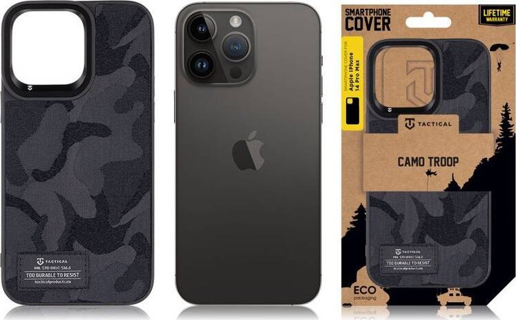 Tactical Camo Troop Cover for Apple iPhone 14 Pro Max Black standard