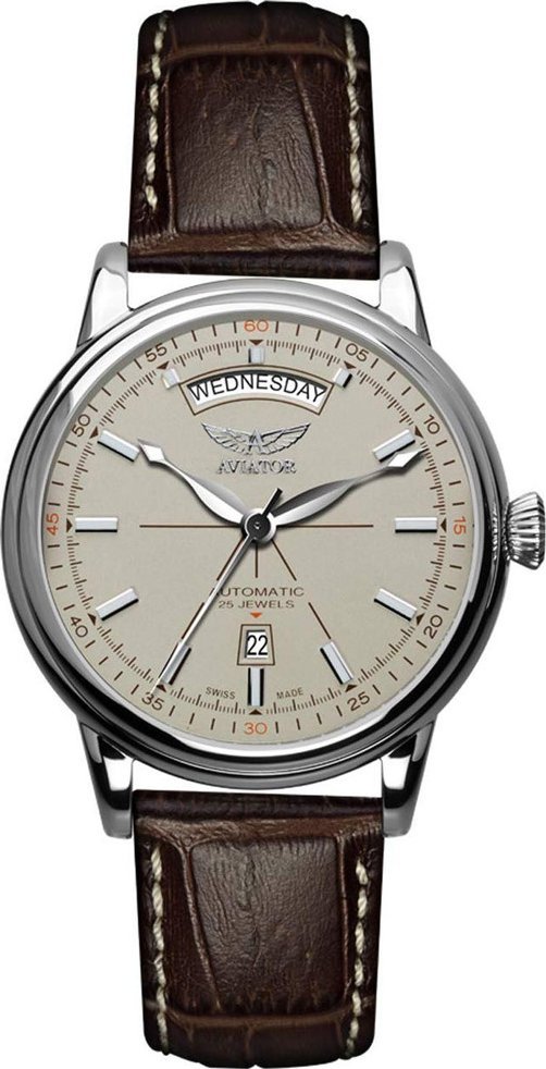 Zegarek Aviator Zegarek męski Aviator V.3.20.0.141.4 brązowy