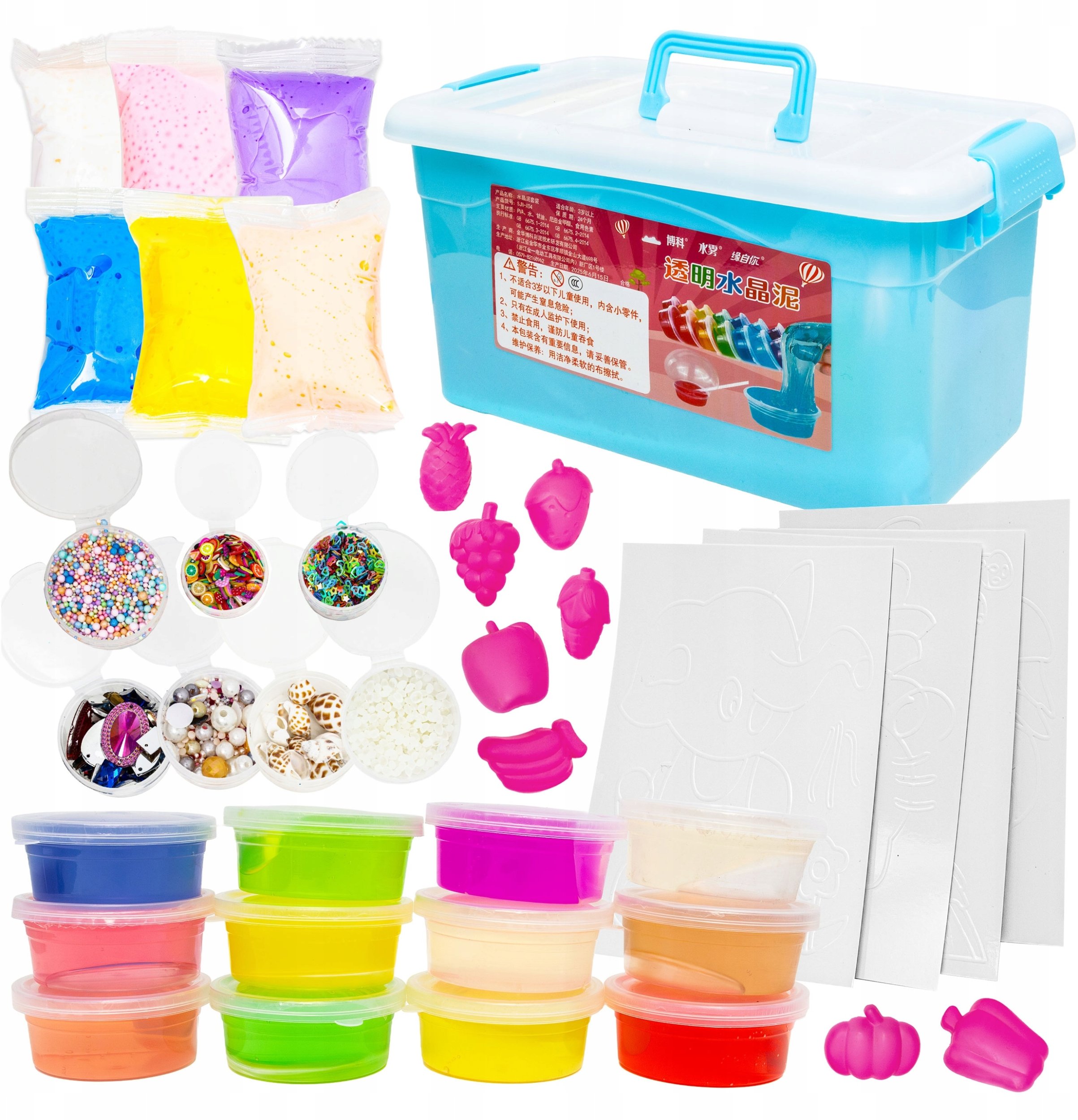 click4TOYS Zestaw Do Robienia Slime Gluty Dla Dzieci Glinka Foremki Naczynia W Kuferku