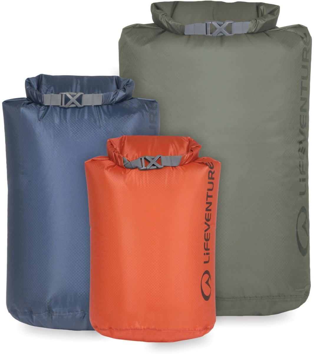 Lifeventure Ultralight DryBag Multipack (5L, 10L, 25L), Earth Tones