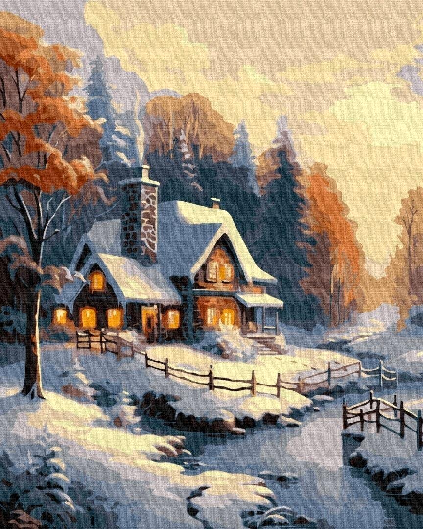 Ideyka Malowanie po numerach -Zimowy dom 40x50cm