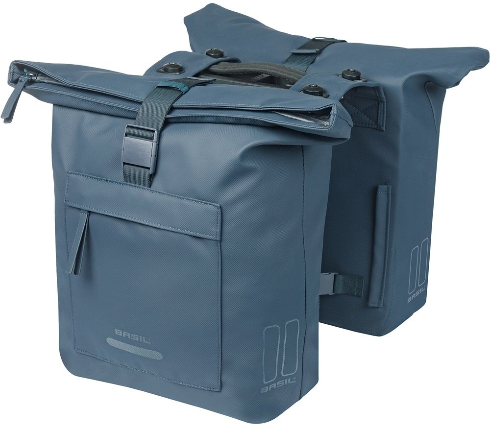 Basil Sakwa podwójna BASIL BROOKLYN DOUBLE PANNIER BAG 41L, MIK System (ready to go) navy