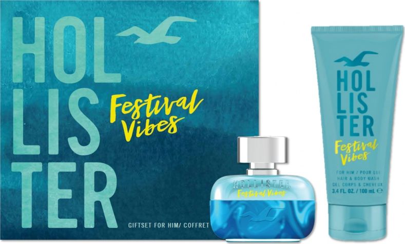 Hollister Festival Vibes For Him EDT spray 50ml + Hair & Body Wash 100ml