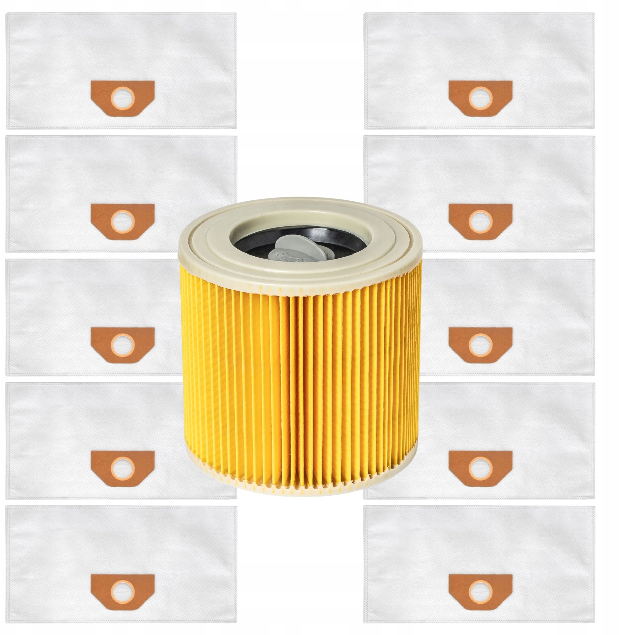 10x WORKI DO ODKURZACZA KARCHER + 1 FILTR O1673