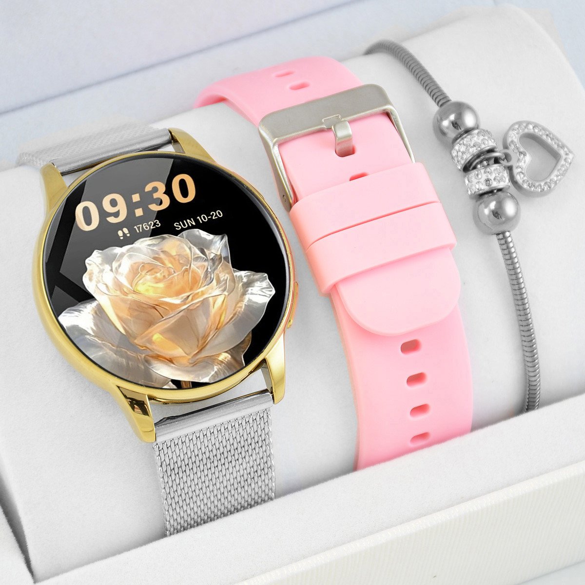 Smartwatch Rubicon Zestaw damski Smartwatch Rubicon Asturia + bransoletka srebrna