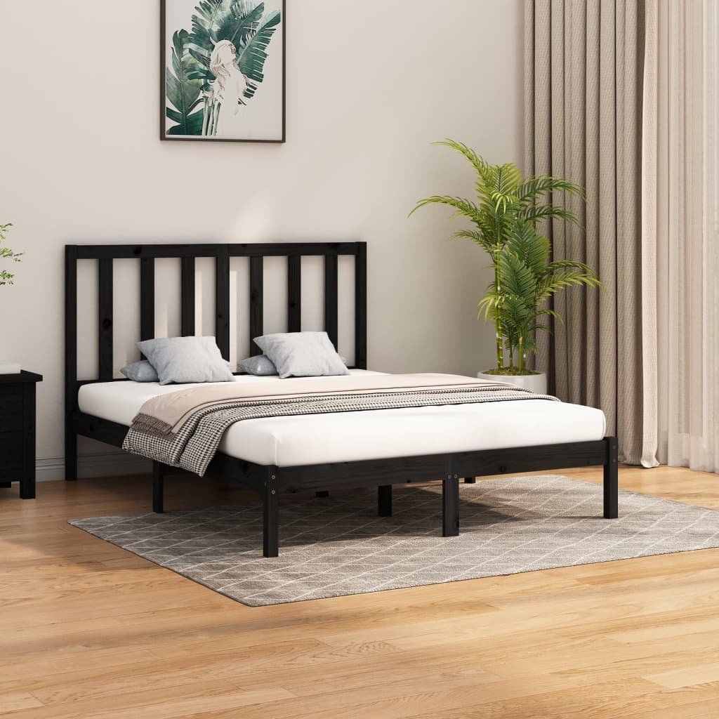 Фото - Ліжко VidaXL Rama łóżka, czarna, lite drewno, 150x200 cm, King Size 