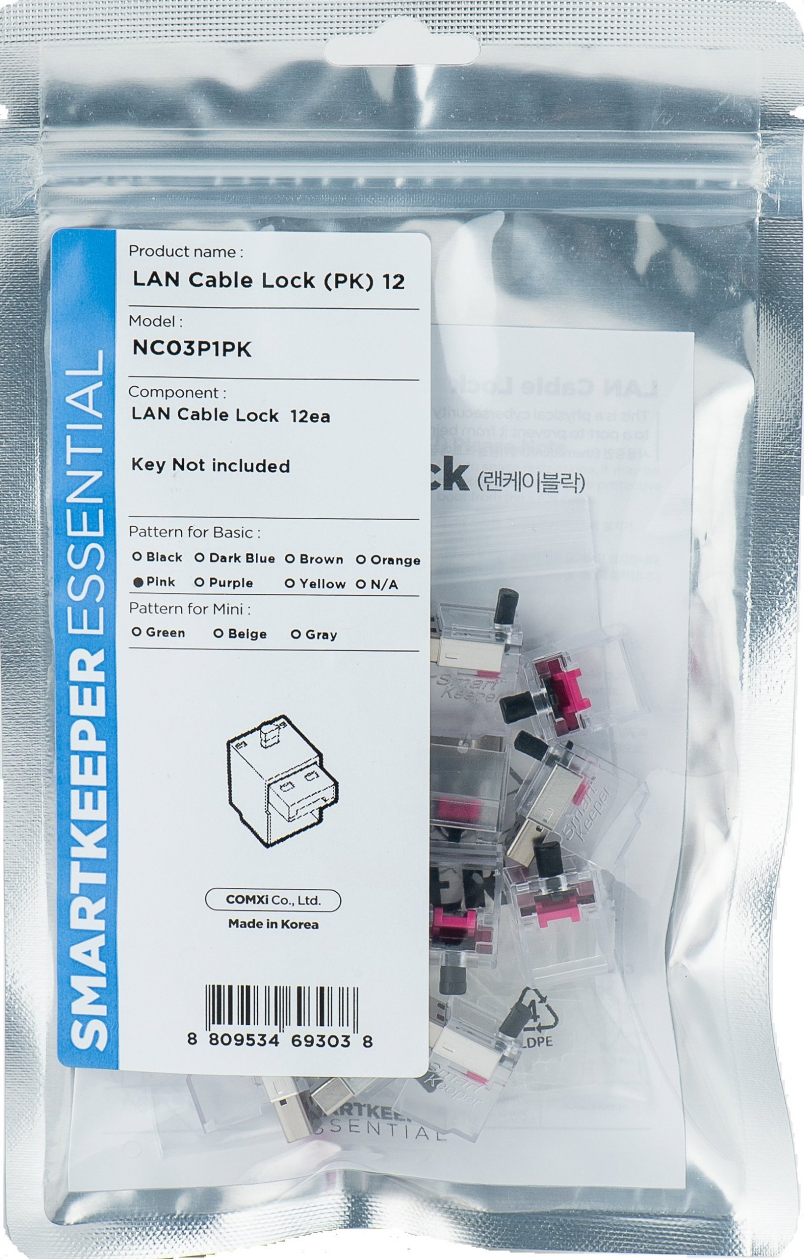 Фото - Інше для комп'ютера Smartkeeper SMARTKEEPER Basic LAN Cable Lock 12 - 12x záslepka, růžová