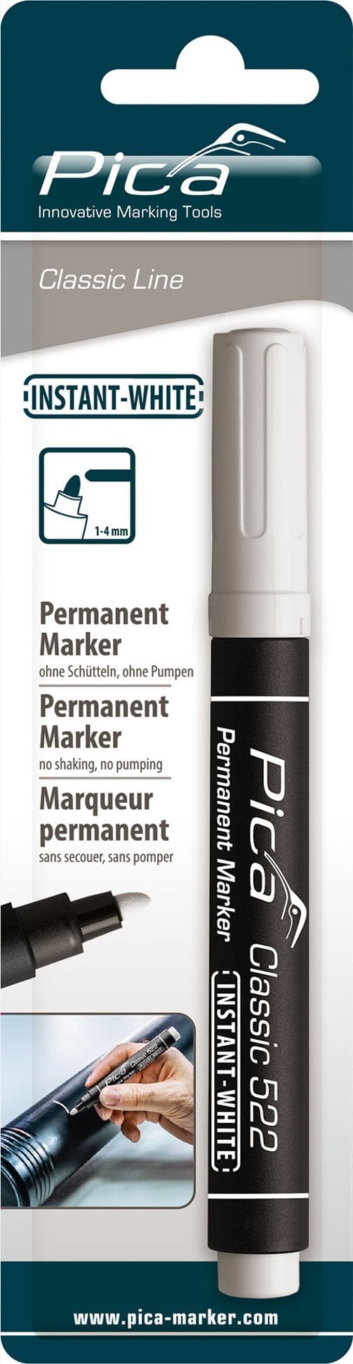 Pica-Marker Pica Permanent Marker INSTANT white, Bullet Tip, 1-4mm Retail