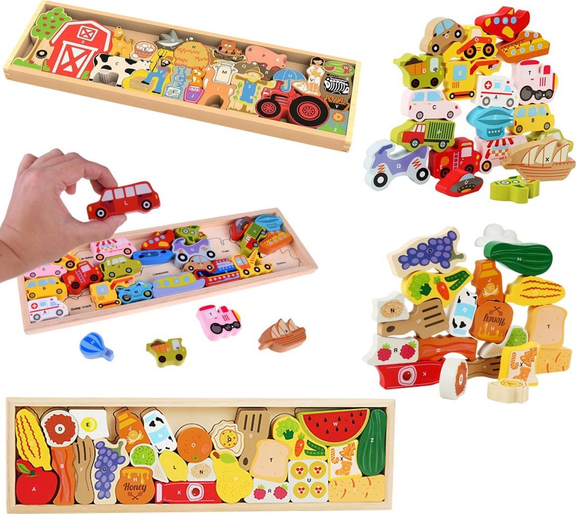 UKŁADANKA DREWNIANA 26 ELEMENTÓW 1SZT