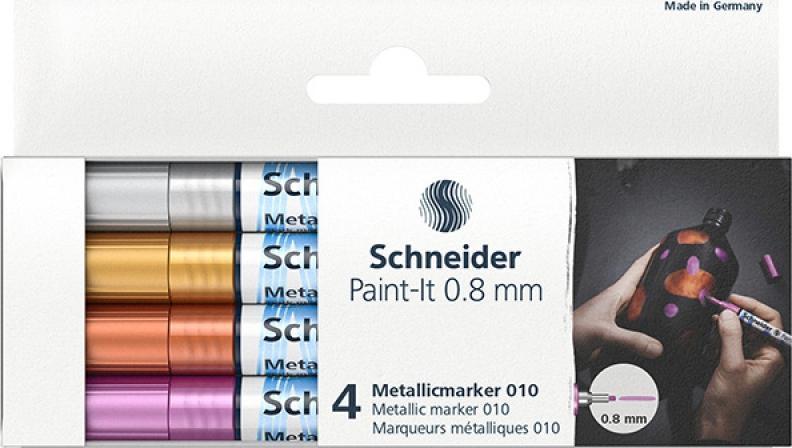 Schneider MARKER AKRYLOWY SCHNEIDER PAINT-IT METALLI 4 SZTUKI (SREBRNY, ZŁOTY, MIEDZIANY, FIOLETOWY)...