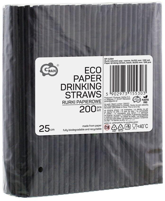 GoDan Rurki papierowe czarne 8x252mm 200szt EDUKAMP (5902973155303)