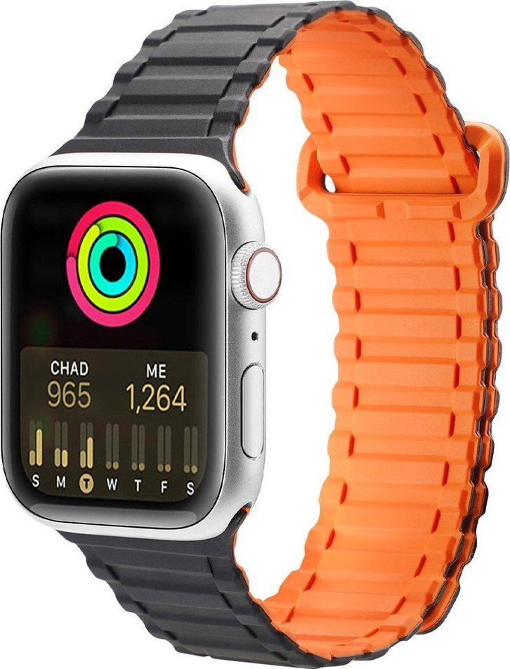 Dux Ducis Dux Ducis Strap (Armor Version) pasek Apple Watch SE, 8, 7, 6, 5, 4, 3, 2, 1 (41, 40, 38 mm) silikonowa magnetyczna opaska bransoleta czarno