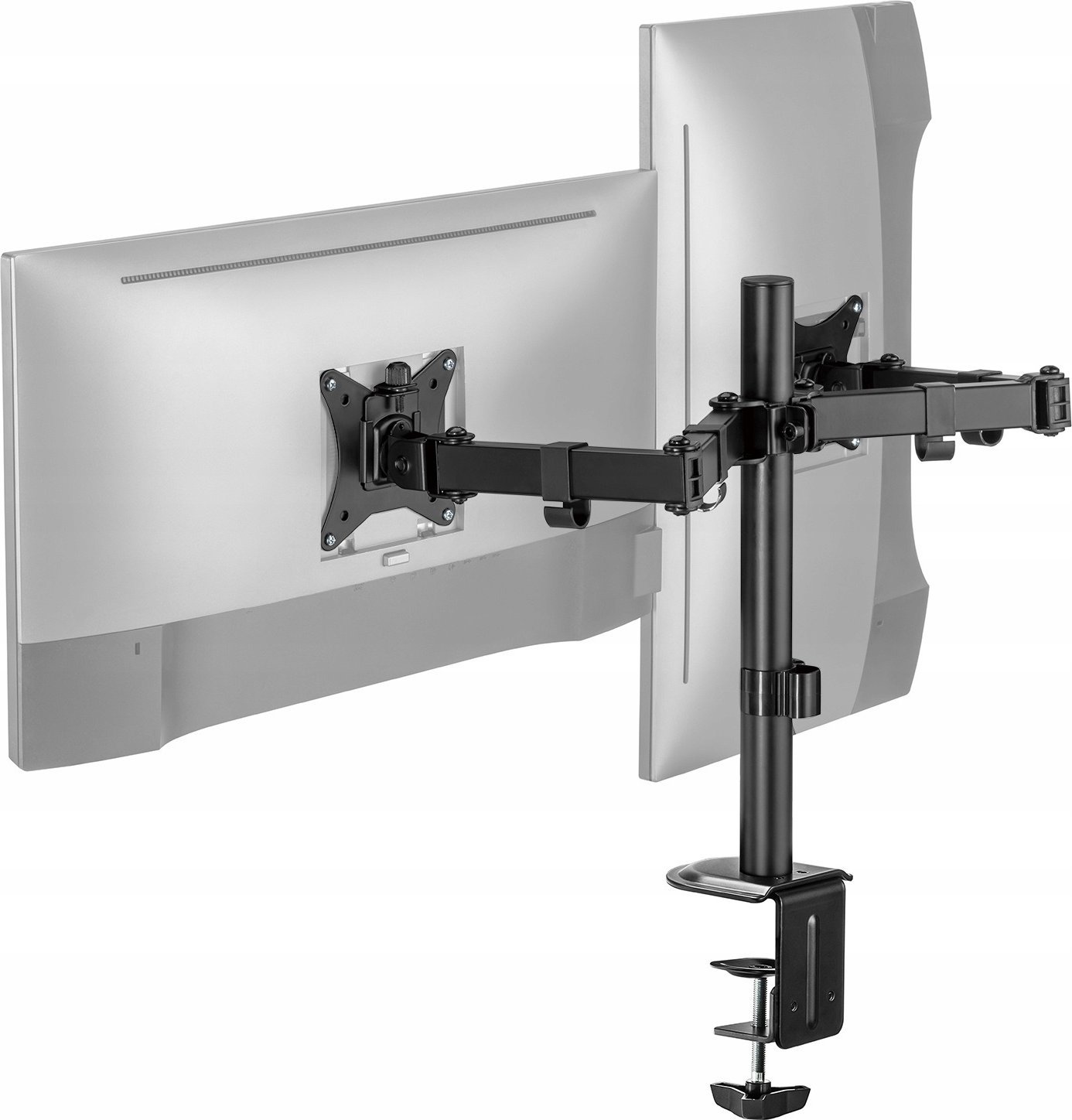 Pawonik UCHWYT NA 2X MONITORY DO MONITORÓW DO BIURKA VESA 10-27 CALI REGULOWANY
