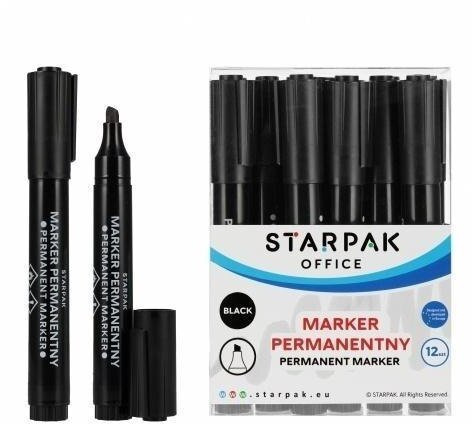 Starpak Marker permanentny ścięty czarny (12szt)