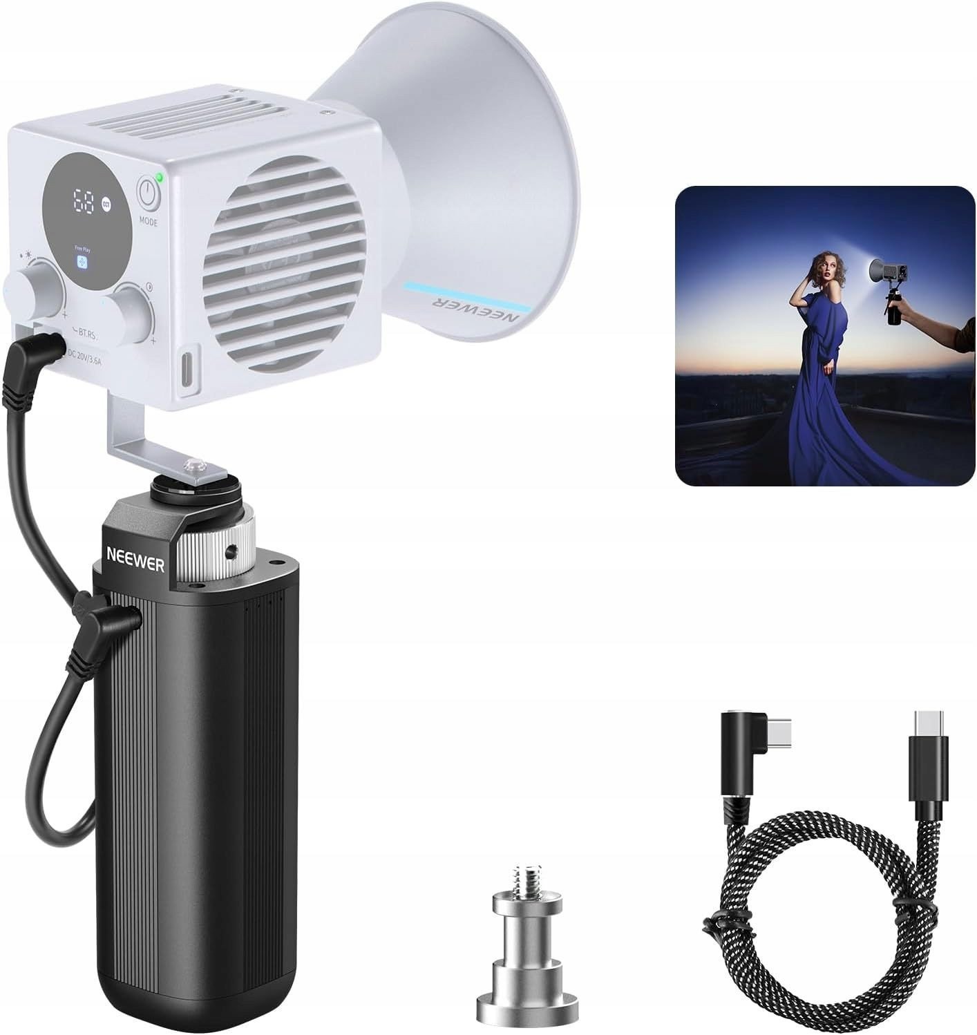 Power Bank Grip Uchwyt Zasilający 100W Lampy COB LED USB-C DC NEEWER / PH74E