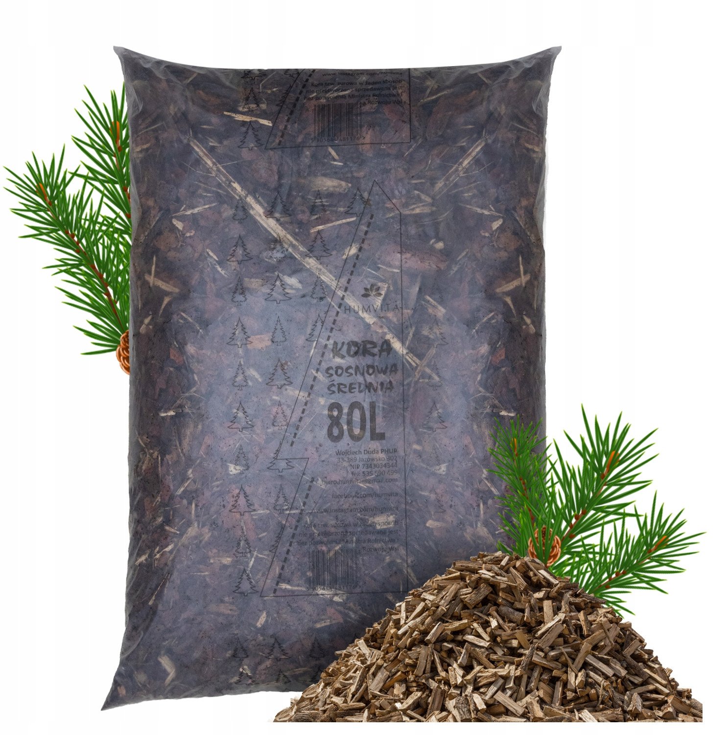 KORA SOSONOWA ŚREDNIA 80l POLSKA KORA OGRODOWA